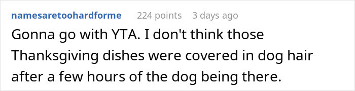 A few hours does not equal dog hair-covered food