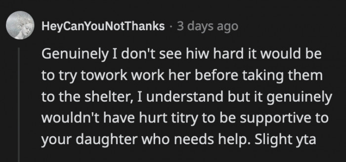 Would One Conversation About Responsibility Change His Daughter's Treatment of the Dog? We Will Never Know, but This Commenter Said It Wouldn't Have Hurt.
