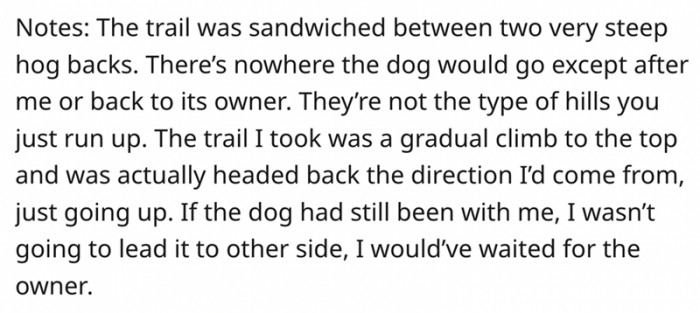 The trail was sandwiched between two very steep hog backs