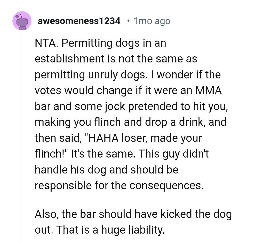 He didn't handle his dog and should be responsible for the consequences