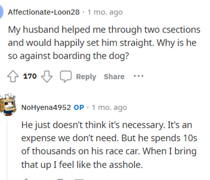 We have to agree with everyone after reading some of OP's comments because she definitely doesn't describe her husband well.