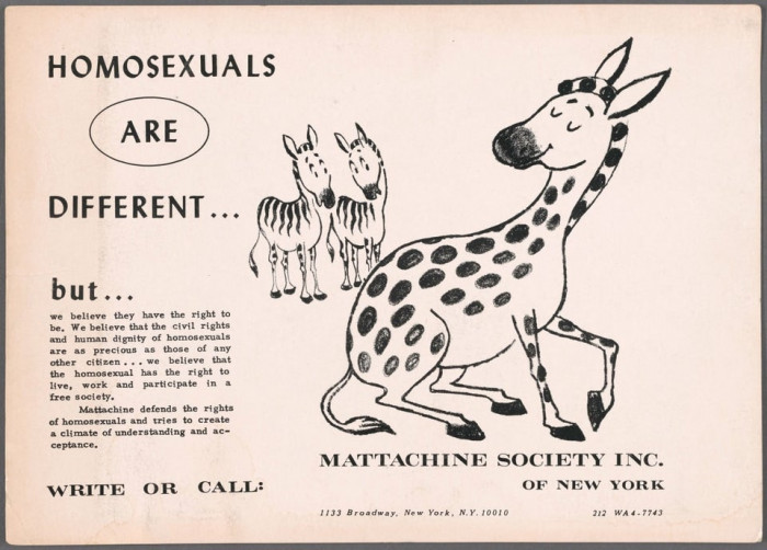 4. “Homosexuals are different, Mattachine Society of New York, 1960”