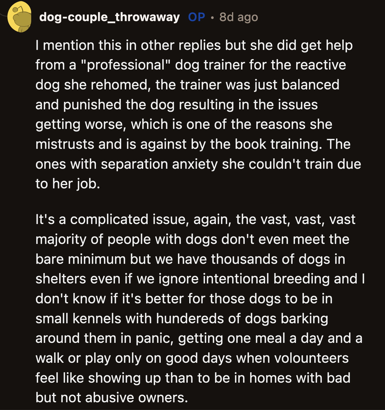 OP has many excuses for why she thinks her girlfriend is better than the average pet owner.
