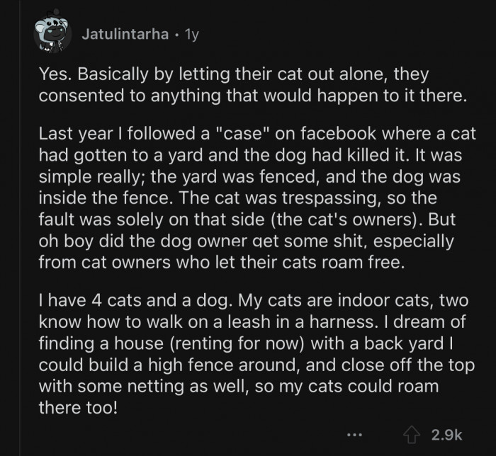 If you allow your cat out of the house, you are responsible for whatever happens to it.