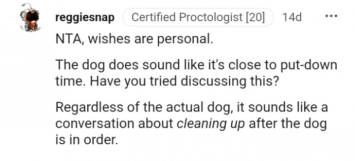 The conversation about cleaning up after the dog