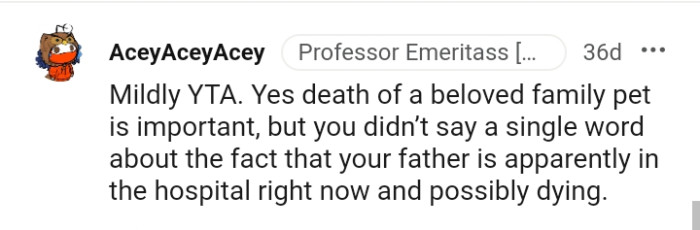 This Redditor made sure to point out that the OP didn't even talk about the father