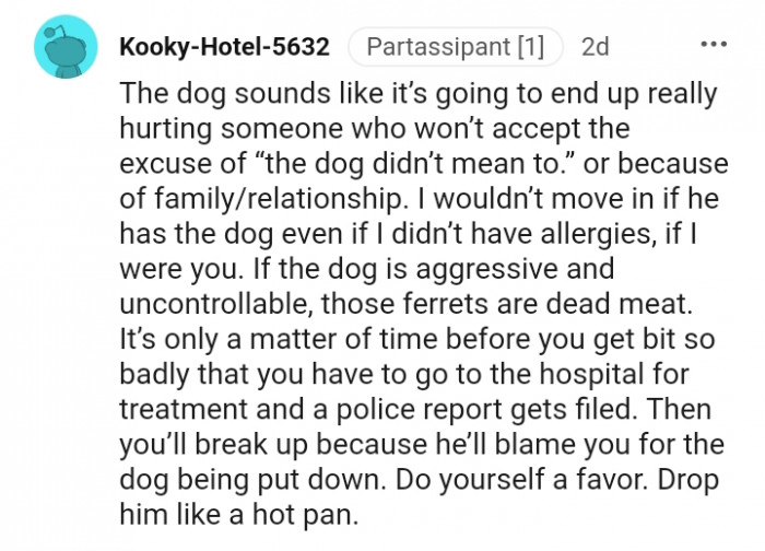 He'll blame you for the dog being put down.
