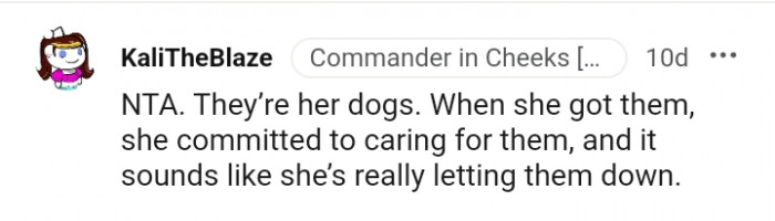 It sounds like she's really letting them down