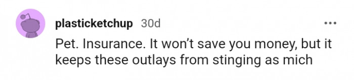 Another Redditor is suggesting pet insurance
