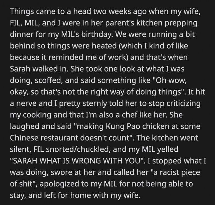 He apologized to his MIL because he couldn't stay and left their house with his wife