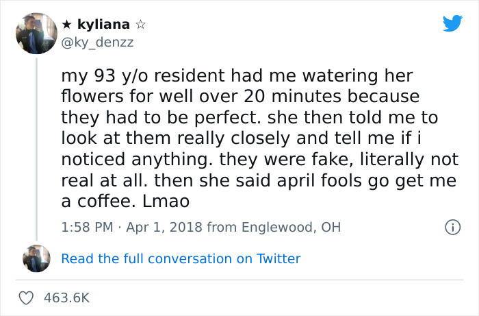 16. The old woman played a huge prank