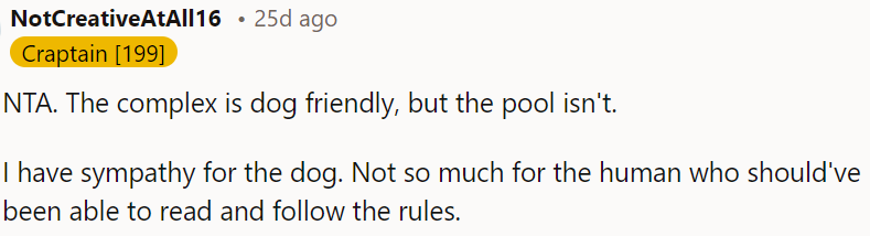 The complex allows dogs, but not in the pool.