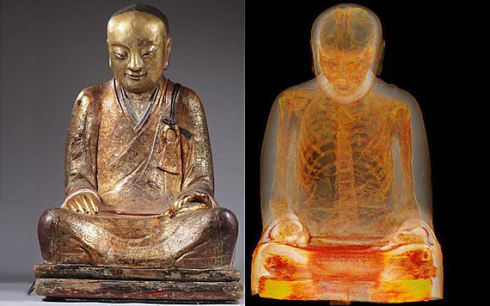 8. Discovered Mummified Monk In A 1,000-Year-Old Buddha Statue