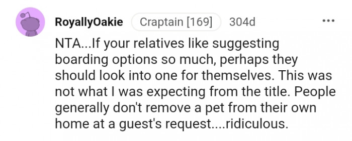 16. You don't expect people to remove a pet from their own home