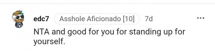 The OP Stood Up for Herself