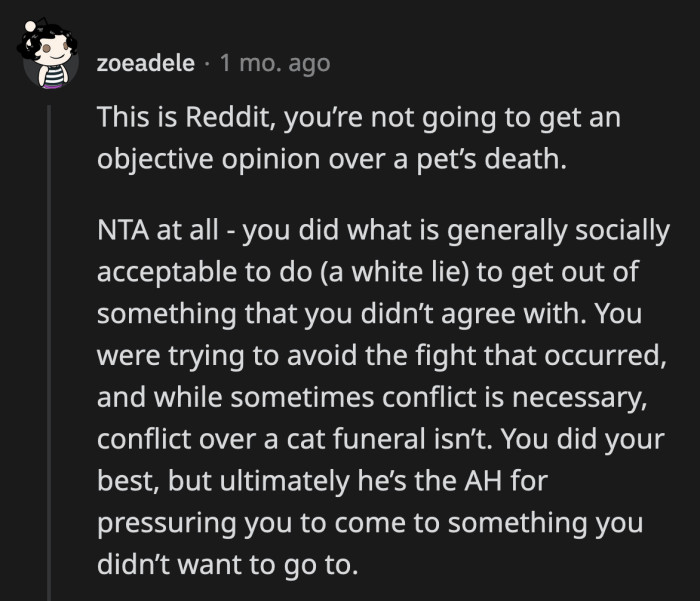 OP was ultimately voted the a**hole because some Redditors, true to their reputation, really can't be objective when it comes to pets.