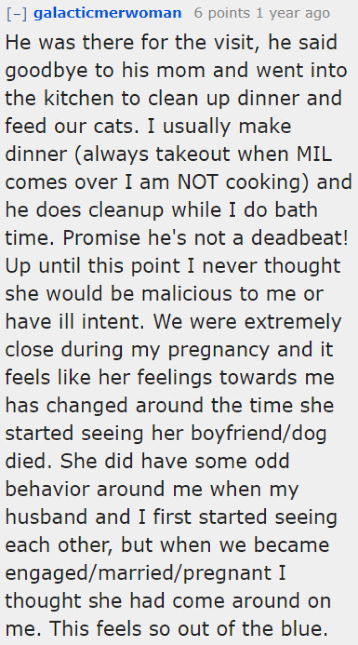 OP explains her side, saying her husband needed to do something at that moment.