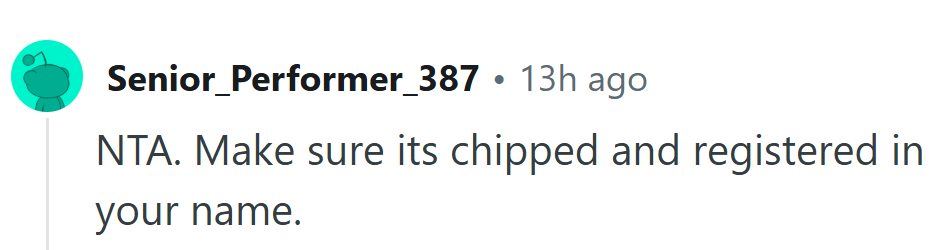 Nothing says “he’s mine now” like a microchip and a name on the paperwork.