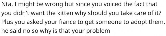 1. She shouldn't care for a kitten she doesn't want.