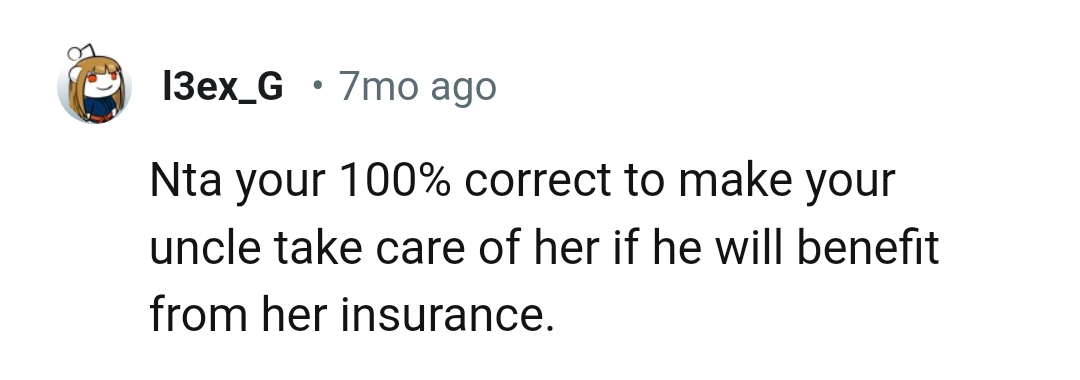 Making the uncle take care of her