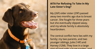 Family Thinks Woman Is Selfish For Not Adopting Her Late Sister's Dog