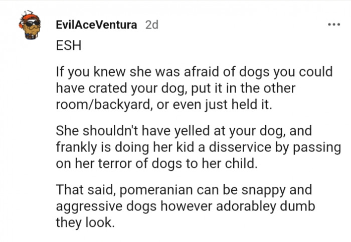 13. She shouldn't have yelled at the dog