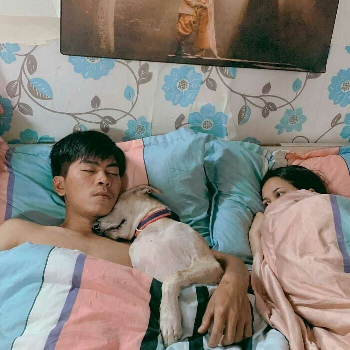 36. Somehow she became the third wheel in her own bed.