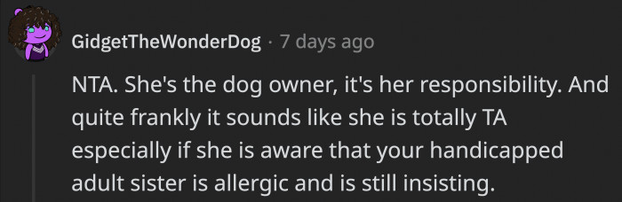 The aunt, knowing OP's situation, should’ve had more consideration with her requests