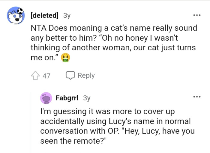 It was more to cover up accidentally using Lucy's name