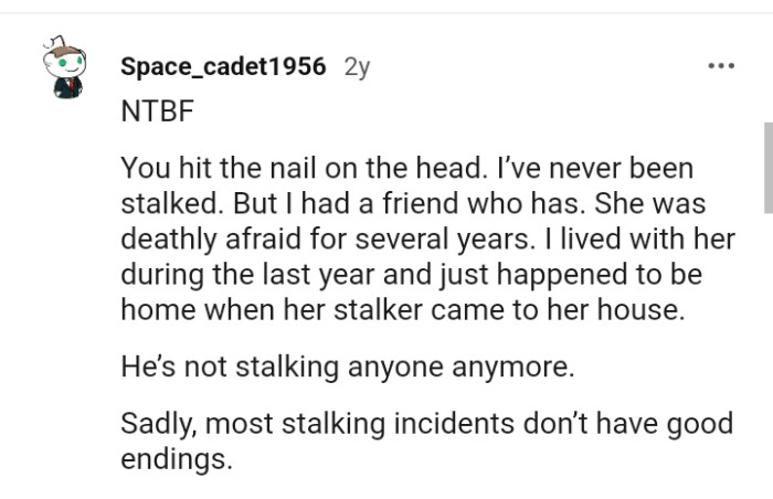 It us very sad that most stalking incidents don't have good endings