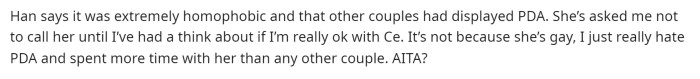 He says that people are calling him homophobic which is what we can expect them to say especially in this circumstance.