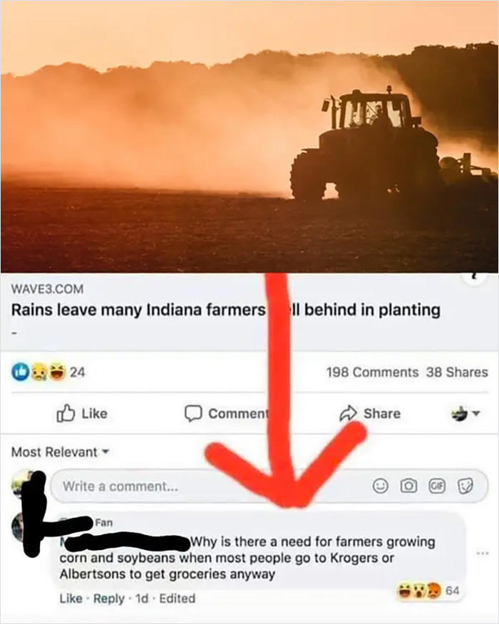 5. This person wonders why there are still farmers
