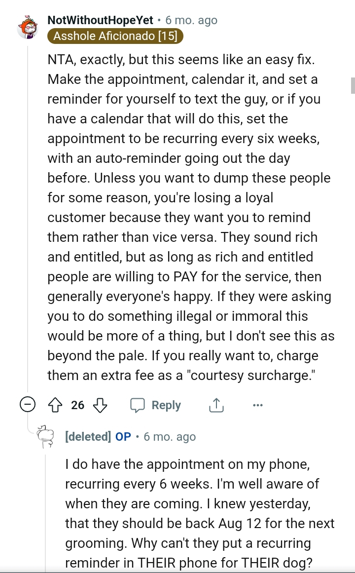 The OP's losing a loyal customer
