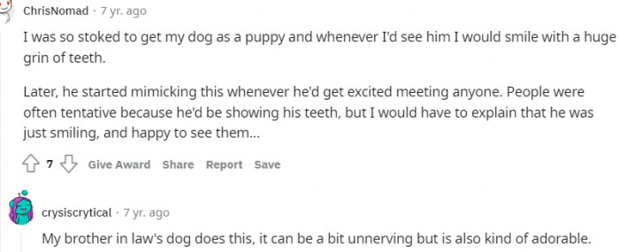 18. I would have to explain that he was just smiling