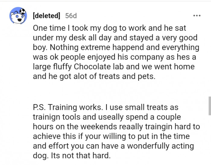 14. He got a lot of treats and pets