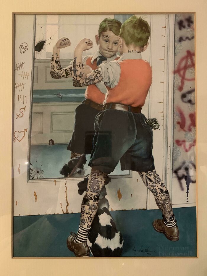 23. I Like To Paint Over Thrift Store Artwork. Finally Got Ahold Of A Norman Rockwell.