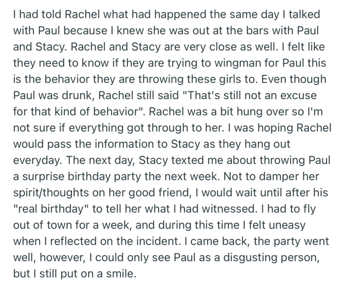 Ever since the incident, OP’s perception of Paul has totally changed