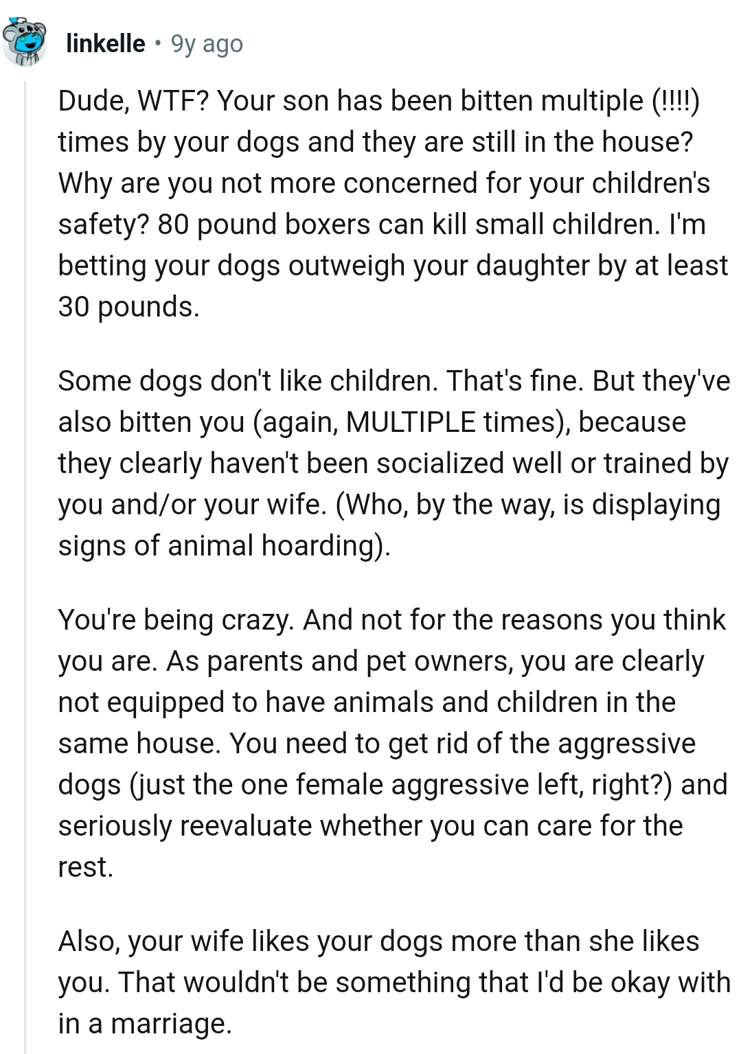 The dogs might even outweigh the OP's daughter