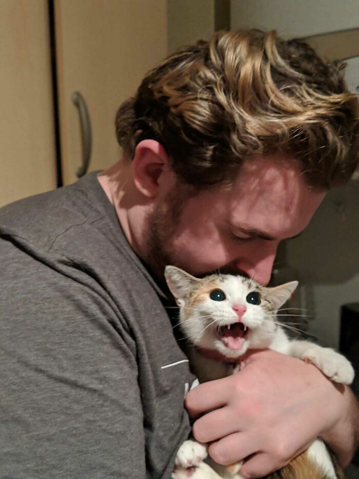 "'Dad, Stop It, You're Embarrassing Me!'; Tapioca Is Not A Fan Of Public Displays Of Affection"