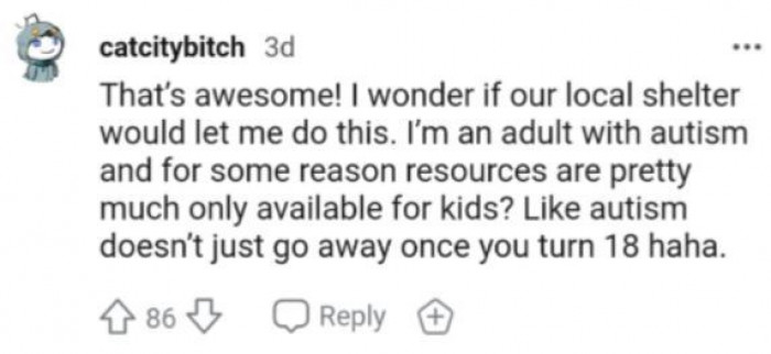 This redditor is wondering if their local shelter will allow an adult with autism in too