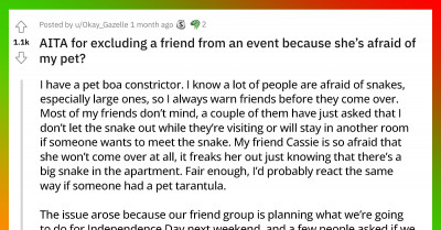 Reptile Owner Wonders If She's Being Inconsiderate to a Friend Who Hates Snakes