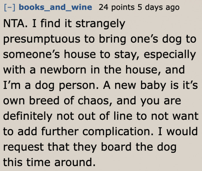 Are these relatives not aware of what happens at home when there's a newborn?