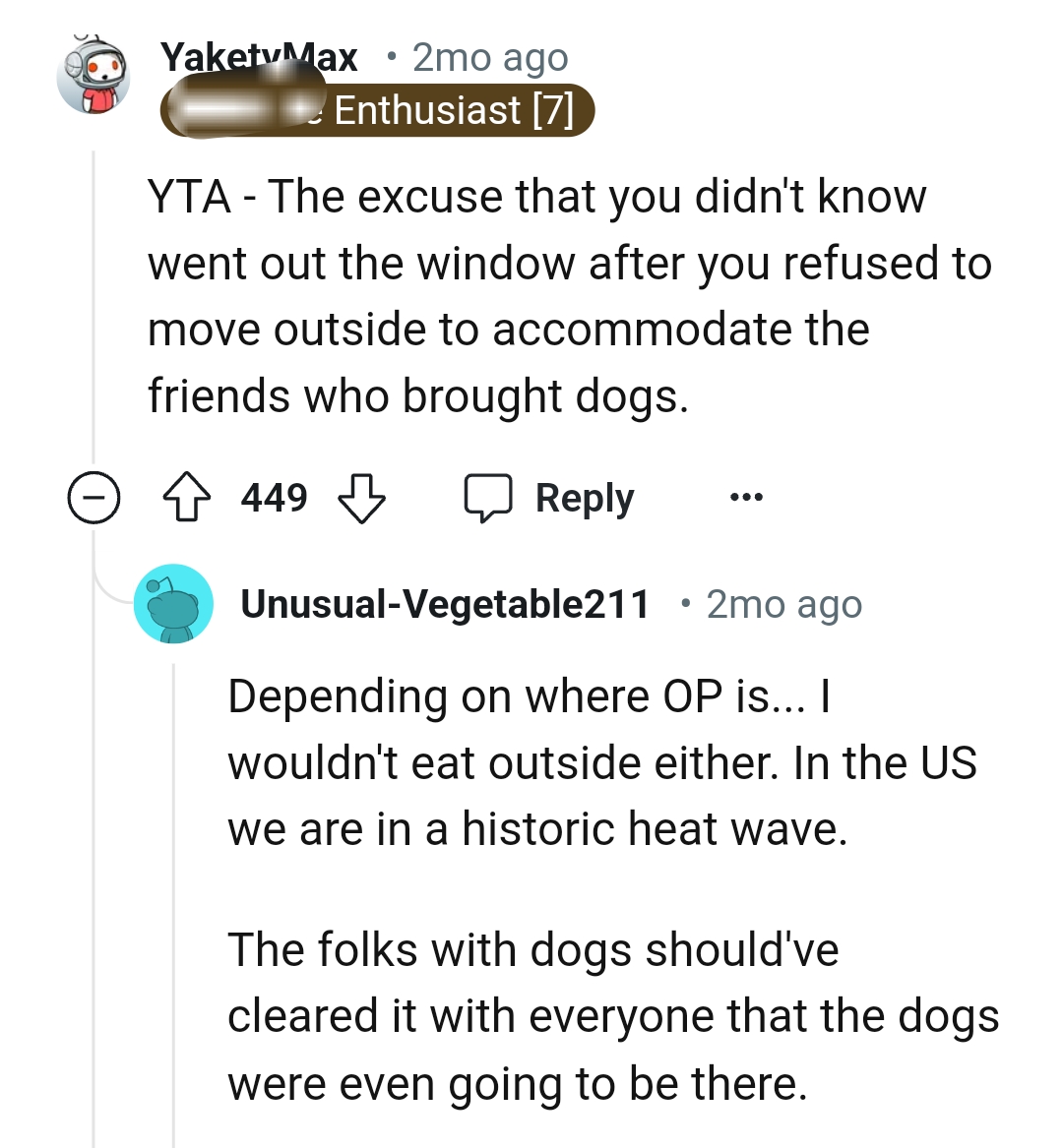 The people with dogs should have cleared the air