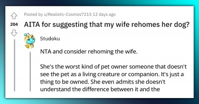 A Husband Advises His Wife To Rehome Her Dog Because Her Continuous Ignoring Of The Pet's Needs Resulted In The Destruction Of Their Home