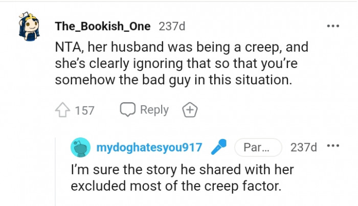 11. Her husband was being a creep