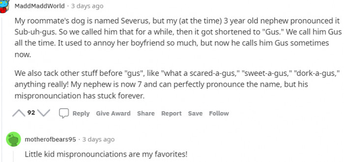 12. This dog's original name is Severus, but now the mispronunciation sticks