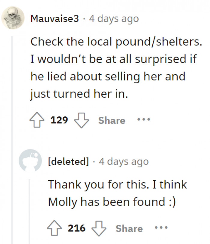 Great tip, but thank the heavens Molly is found!