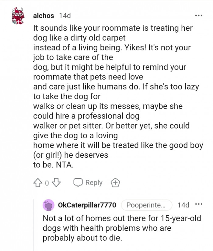 She could just give the dog to a loving home
