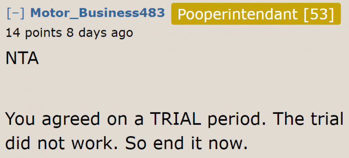 The trial period needs to end soon.