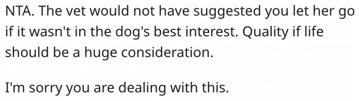 Putting the dog down was the best thing.